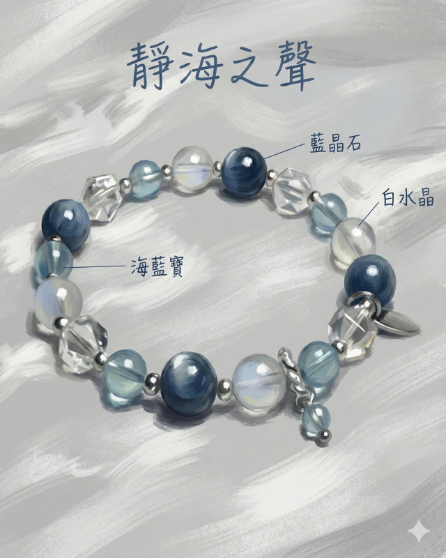 靜海之聲 藍晶石 白水晶 海藍寶